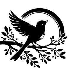 silhouette birds and branch