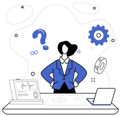 Corporate strategy vector illustration. Project management is conductor orchestrating symphony corporate strategy and development Success is destination reached by organizations navigating strategic