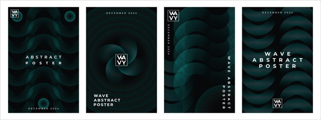 Wave Abstract poster design background vector set.