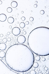 Macro drink bubbles,collection water bubble black oxygen air, in underwater clear liquid with...