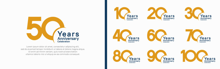 anniversary logotype set. vector design black and orange color can be use for special moment