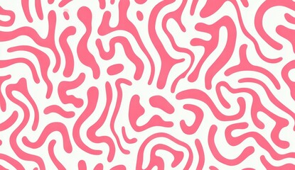 Pink and white pattern of squiggles on a plain white background