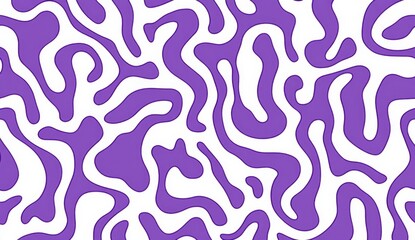 Purple and white pattern of squiggles on a plain white background