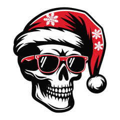 Bold and Colorful Santa Claus Skull for Holiday Artwork