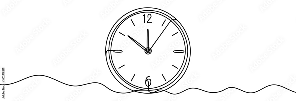 Aufkleber continuous one line drawing of clock. clock linear icon.