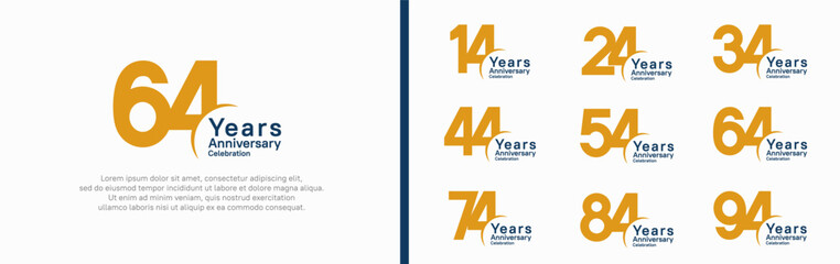 anniversary logotype set. vector design black and orange color can be use for special moment