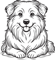 hand-drawn portrait of an Australian Shepherd in engraving style