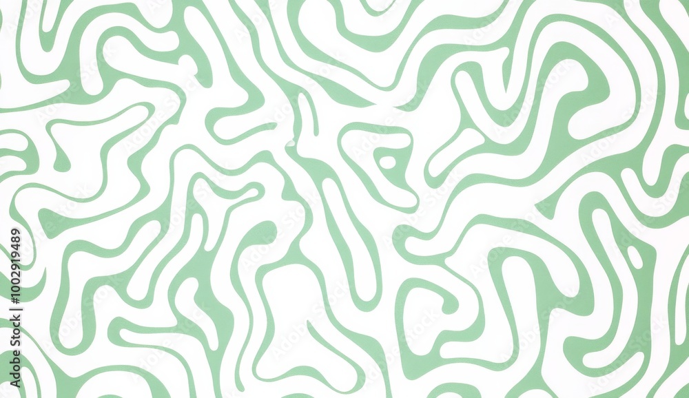 Poster sage and white pattern of squiggles on a plain white background