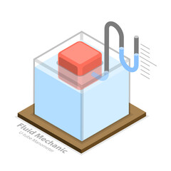 3D Isometric Flat  Illustration of Fluid Pressure, U-shape Tube Experement © TarikVision