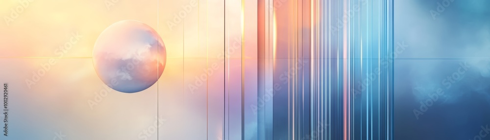 Aufkleber abstract composition featuring a spherical object surrounded by vibrant colors and light, evoking a 