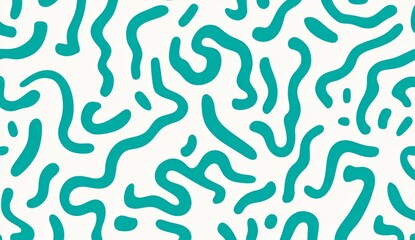 Teal and white pattern of squiggles 