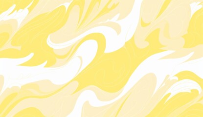 Fototapeta premium Cheerful yellow and white pattern of squiggles set against a plain white background