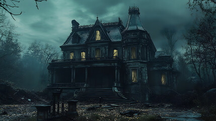Obraz premium Halloween Architecture Haunted Houses