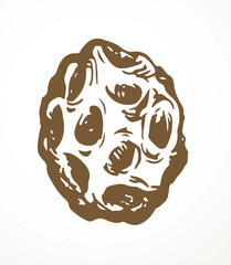 Vector drawing. Small Asteroid in the sky