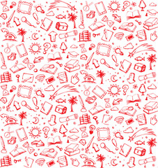 Vector background. Pattern of various icons