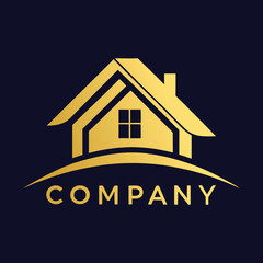 Golden real estate home logo design concept