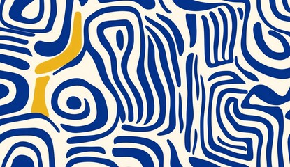 Obraz premium Dodgerblue and white pattern featuring thick lines and simple organic shapes
