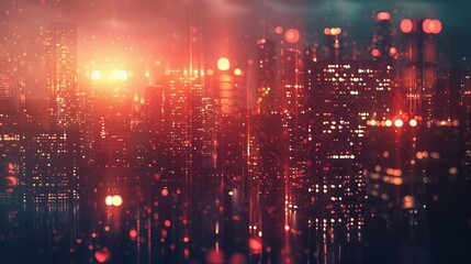 Obraz premium Cityscape Glow, Digital Art, Bokeh, Lights, Urban, Nighttime, City