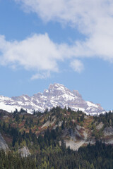 Snow covered peak at Mount Rainier National Park, Oregon