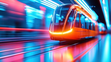 Fototapeta premium Dynamic Transport in Neon Lights and Motion Blur