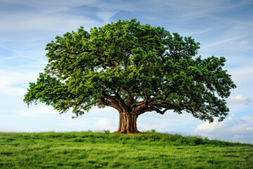 Obraz premium Solitary Oak Tree on Hill