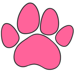black outline pink animal paw illustration