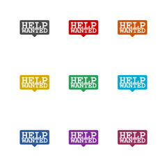 Help wanted icon isolated on white background. Set icons colorful