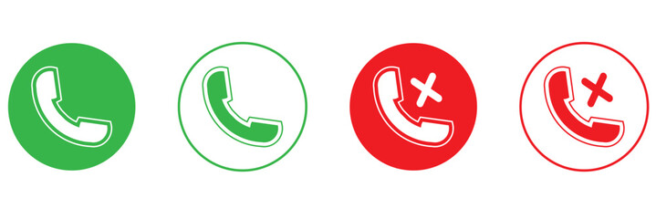 Phone call icon set, Telephone call sign, Contact us. Ringing phone simple icon set. Smartphone ringing.