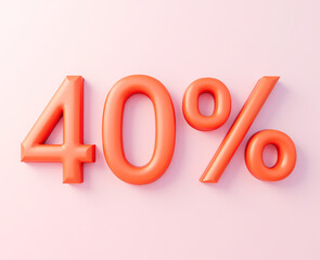 40 percent, 3D multicolored sign