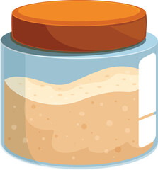 Glass jar containing active dry yeast with blank white label for adding custom text