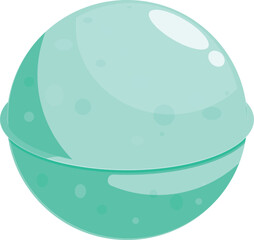 Round mint green bath bomb with white speckles floating in mid air