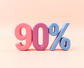 90 percent, 3D multicolored sign