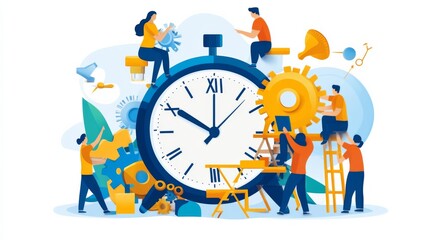 Teamwork and Innovation in Time Management Concept