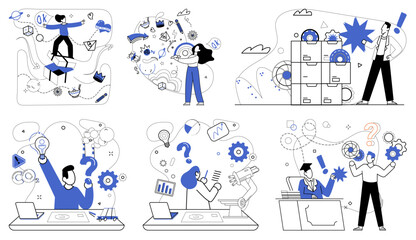 Corporate strategy vector illustration. Corporate strategy is captain steering ship organization through turbulent waters business Perfection is summit scaled by organizations armed with tools