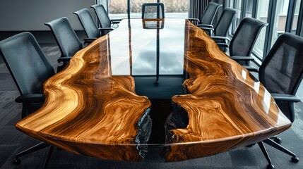 epoxy resin wood shape conference table