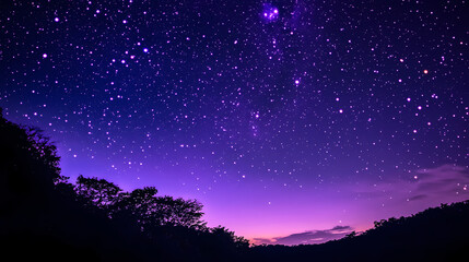 A purple sky with many stars. ai. Starry Night Sky. Illustration