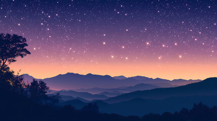 Naklejka premium A purple sky with many stars. ai. Starry Night Sky. Illustration