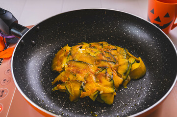 カボチャのチーズガレット作り