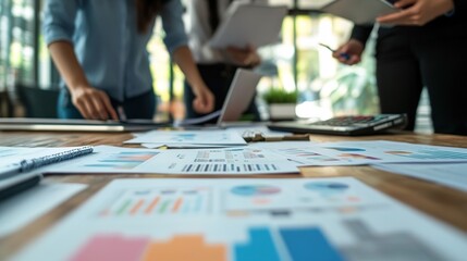 Business Team Collaboration Over Financial Reports