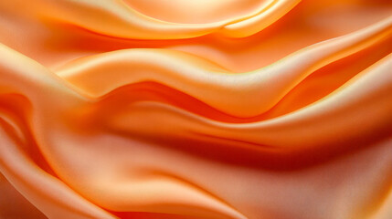 Fototapeta premium Luxurious Orange Apricot Wave Pattern Silk Drapery Texture Abstract Background for Elegant Design and Fabric Concept