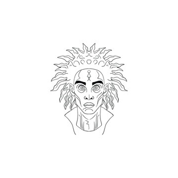 recommend clip art: African Halloween gothic psychologic face line art illustration