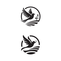 Bird Logo Icon Set - Silhouette Vector Clip Art on White Background