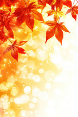 Fototapeta premium Autumn banner with glowing red leaves