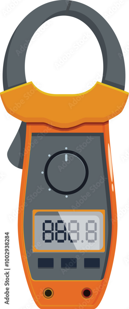 Poster digital clamp meter showing measurement result on white background