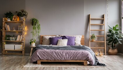 Scandinavian-style bedroom with clean lines and simple decor, showcasing a neatly made bed w