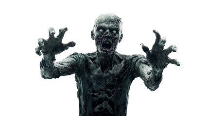 Fototapeta premium scary male zombie on a white background.