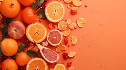 Beautiful flats lie design and packaging on the holiday of love flurry on fruit roots lives and an orange backdrop
