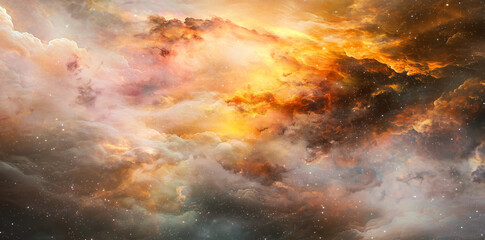 A beautiful nebula with colorful clouds and stars, creating an epic background for design or wallpaper.