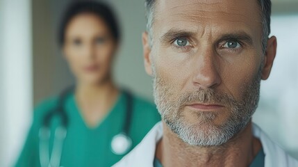 Closeup of doctors compassionate expression as patient speaks, trust and understanding, doctor and patient, empathy, care