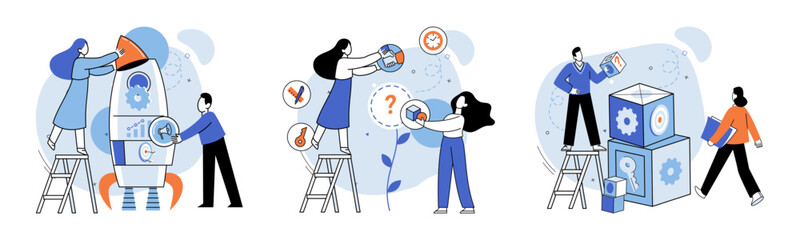 Work together vector illustration. Solidarity and mutual support enhance teams ability to work together The work together concept emphasizes value collaborative endeavors Co working spaces provide